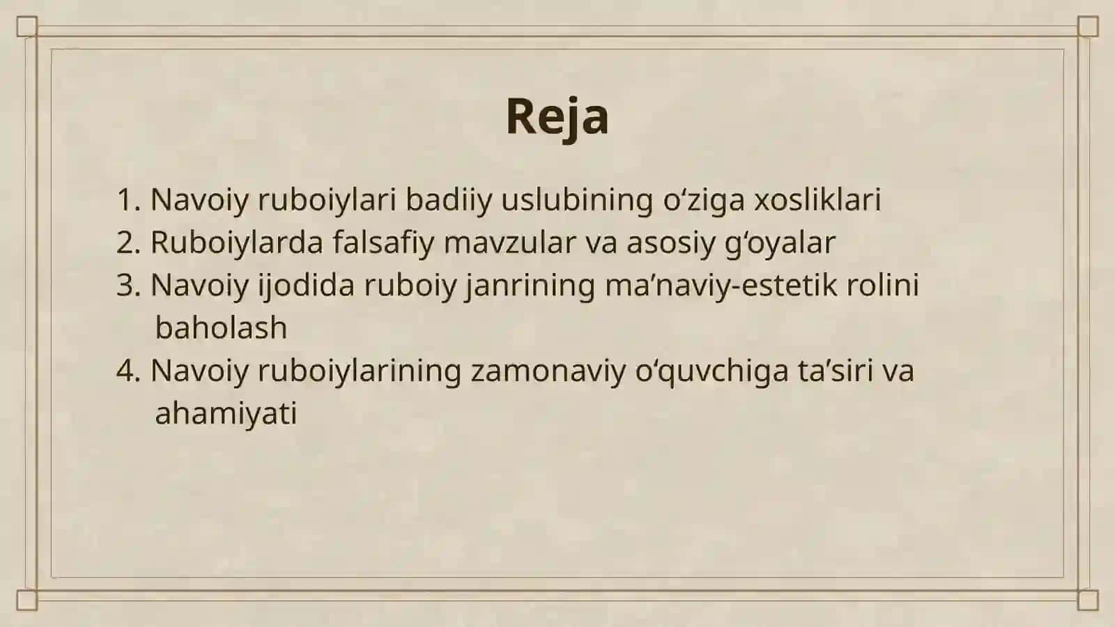NAVOIY IJODIDA RUBOIY JANRINING BADIIY FALSAFIY XUSUSIYATLARI 2