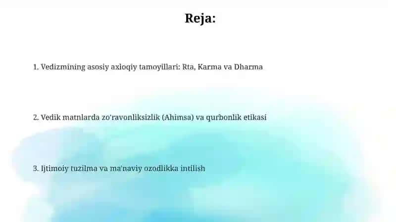 Vedizm dini ta'limotida axloqiy qarashlar 2