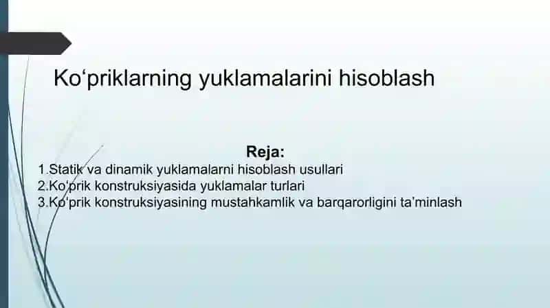 Ko‘priklarning yuklamalarini hisoblash 2