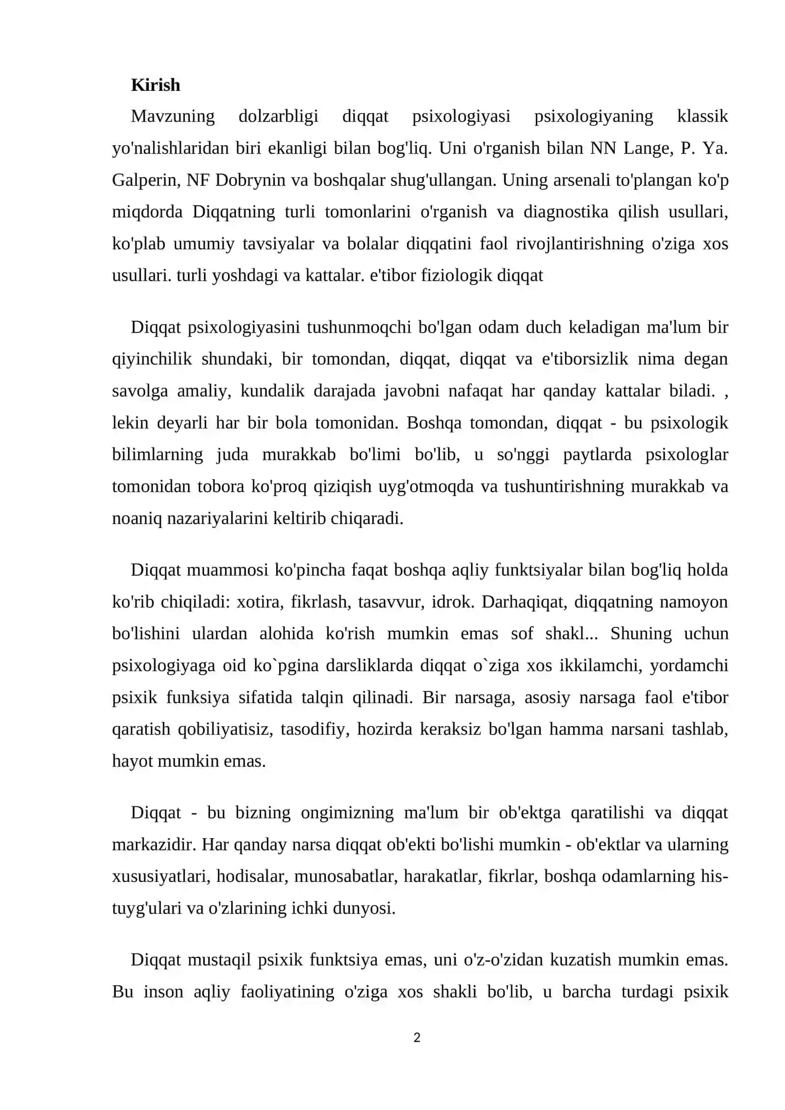 DIQQAT TURLARI KLASSIFIKATSIYASI 2