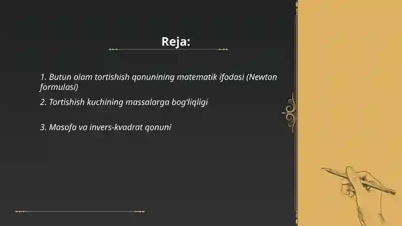 Butun olam tortishish qonunlari 2