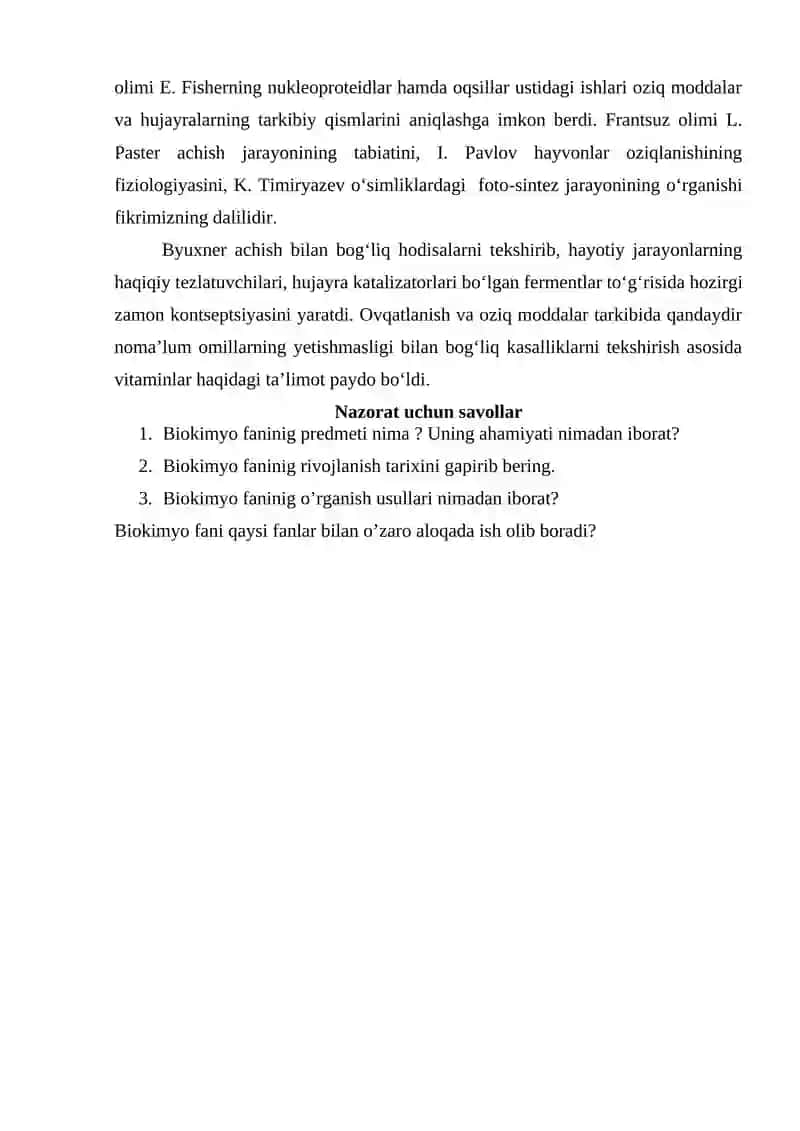 Biokimyo va molekulyar biologiya 2