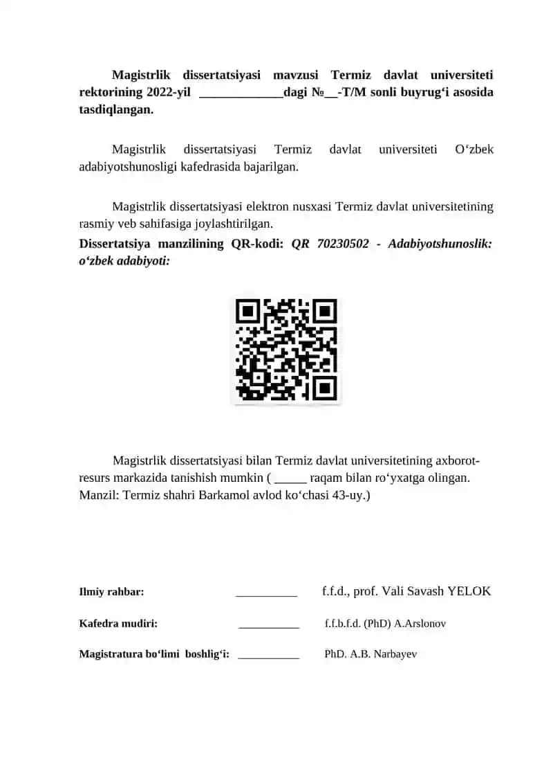 DISSERTATSIYA (Magistrlik dissertatsiyasi) 2