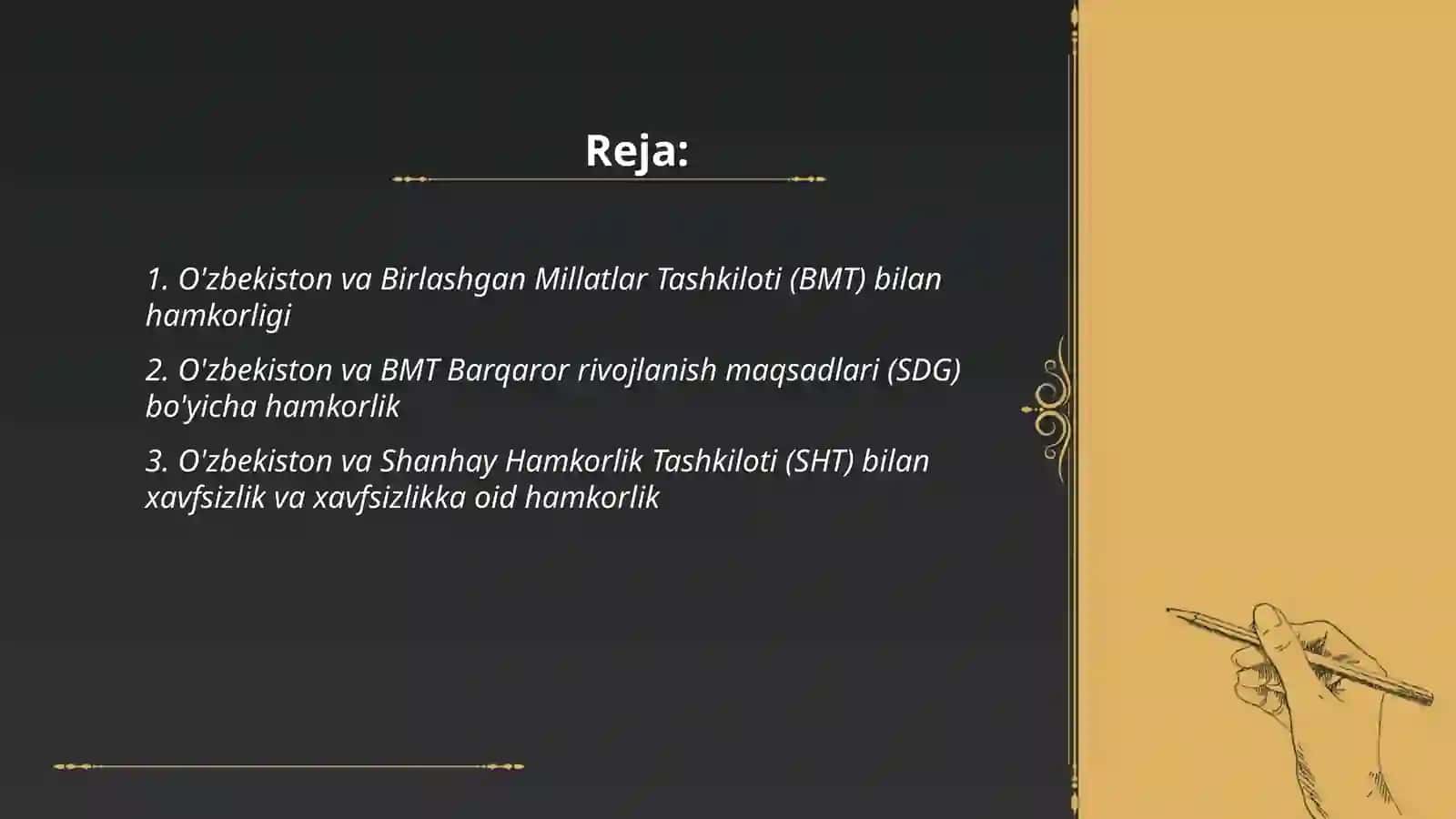O'zbekistonning xalqaro tashkilotlar bilan hamkorlik aloqalari 2