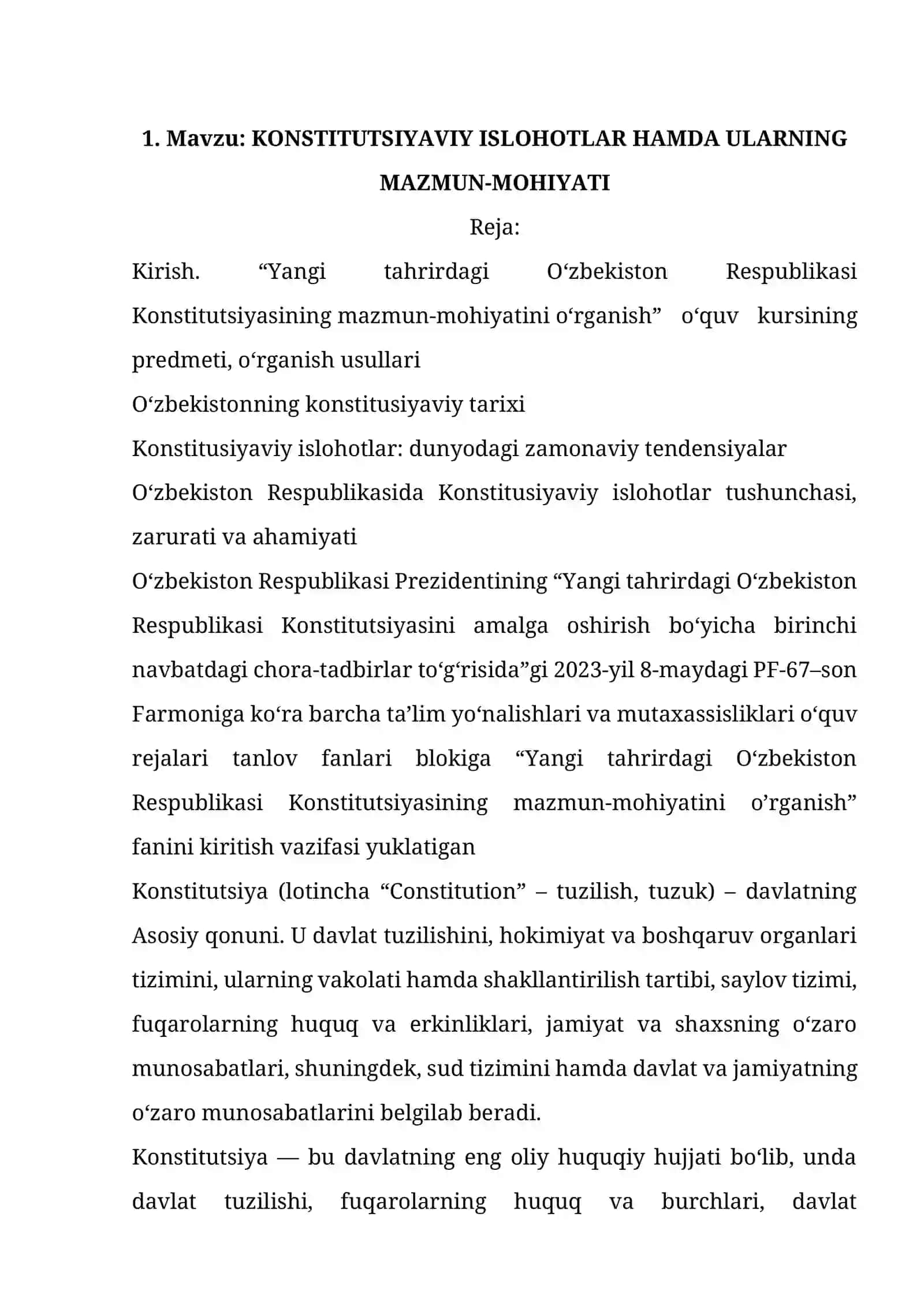 KONSTITUTSIYAVIY ISLOHOTLAR HAMDA ULARNING MAZMUN-MOHIYATI 2