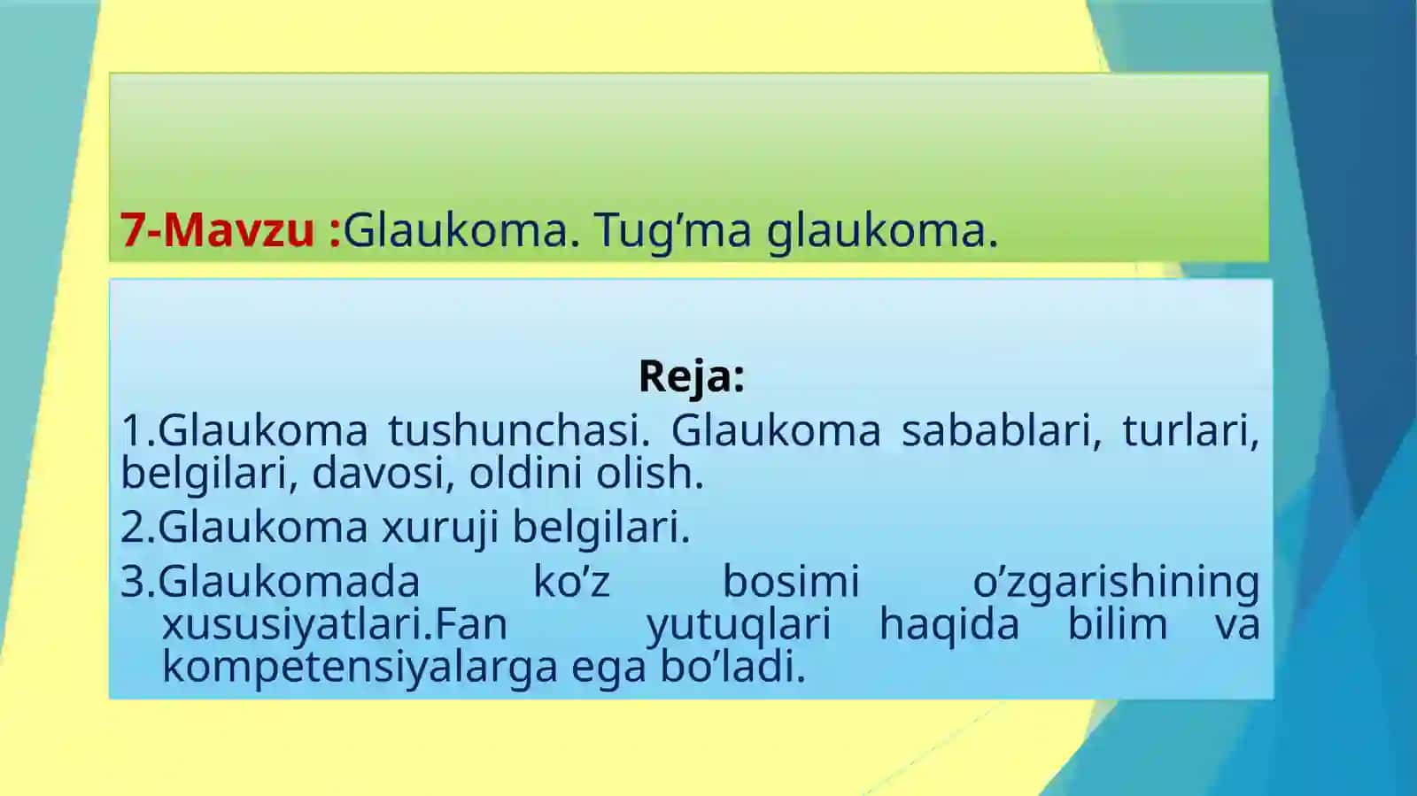Glaukoma. Tug’ma glaukoma 2