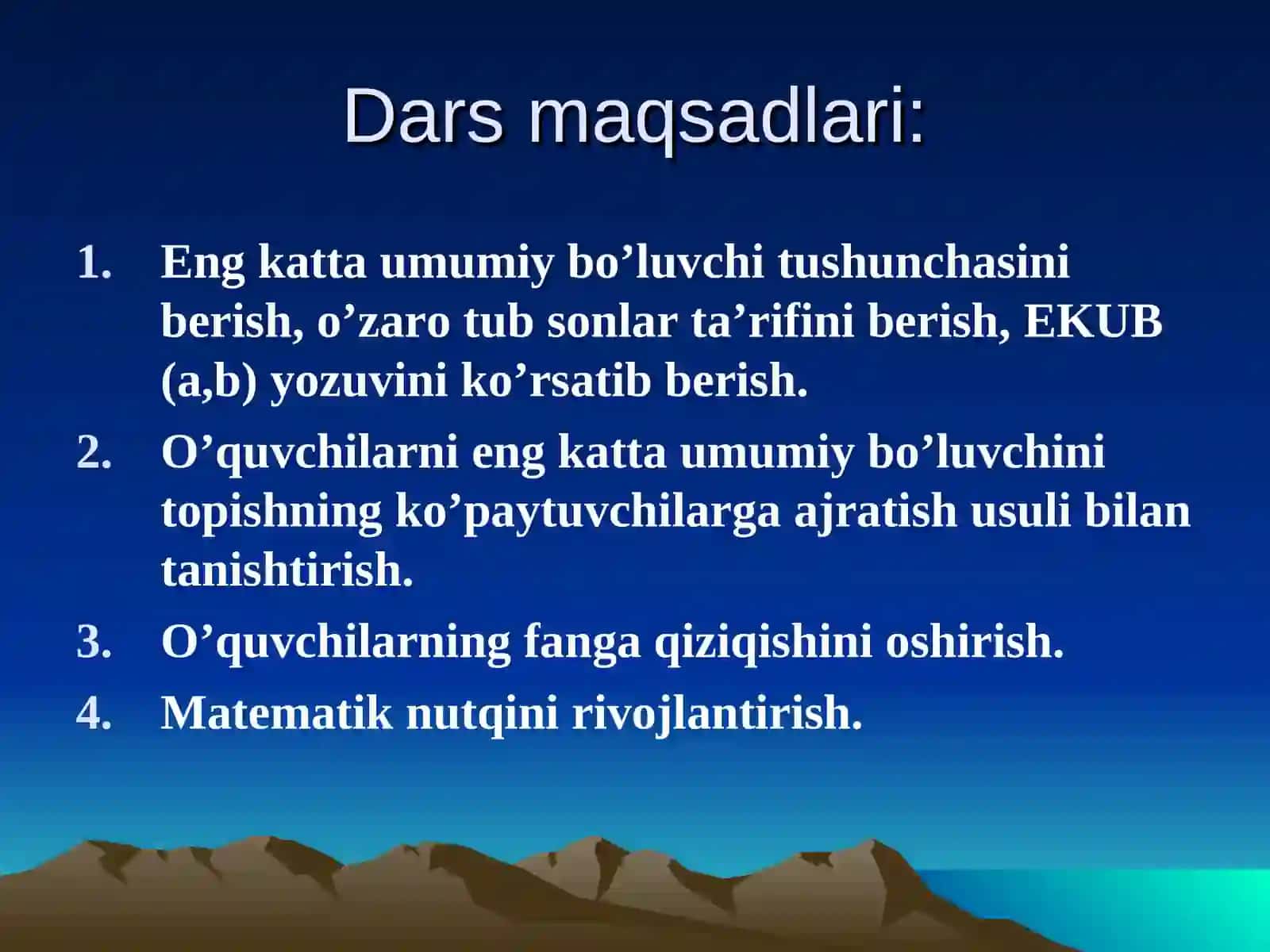 Eng katta umumiy bo’luvchi (EKUB) 2