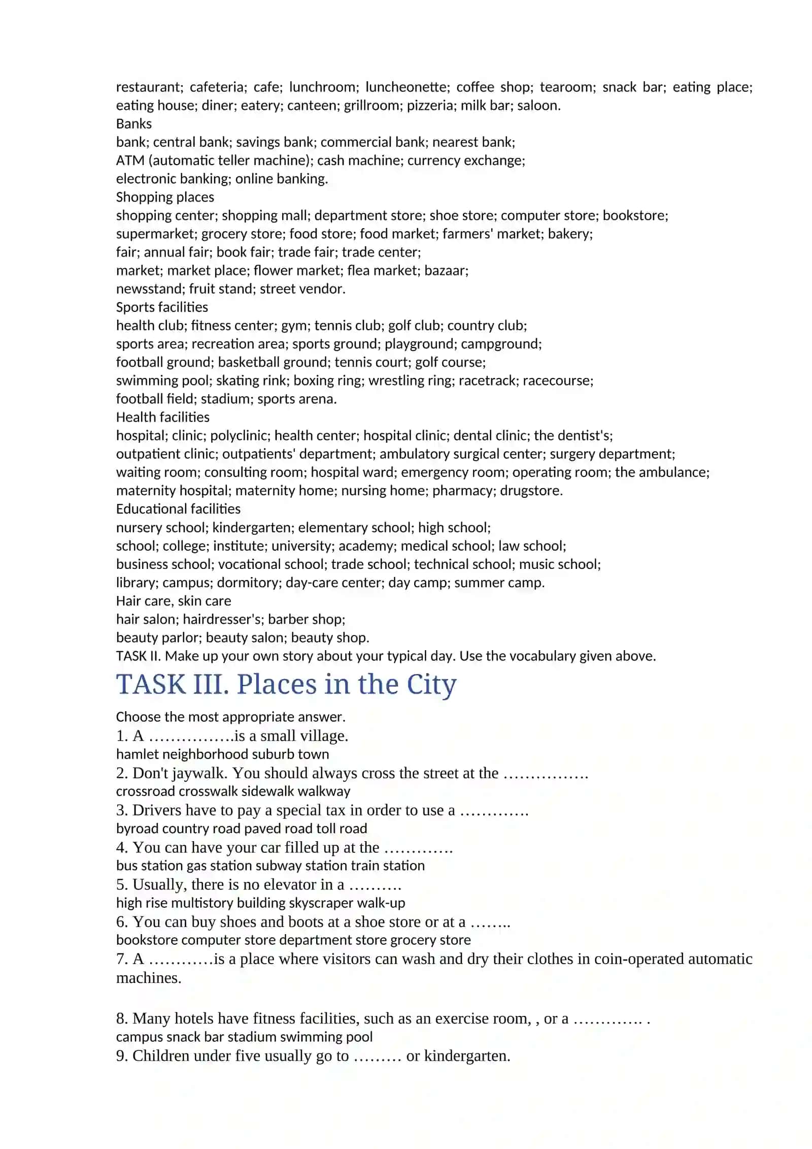 Lesson 14. Places in the city. Grammar: Present continuous and stative verbs 2