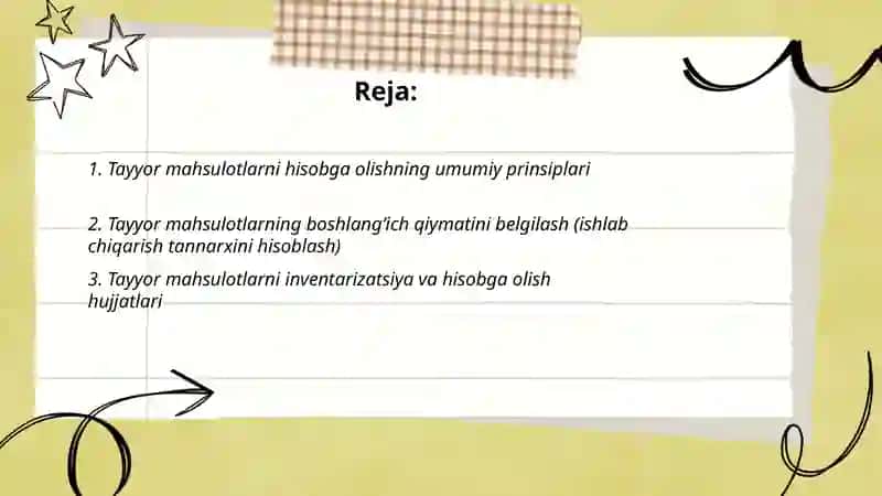 Tayyor mahsulotlarni hisobga olish 2