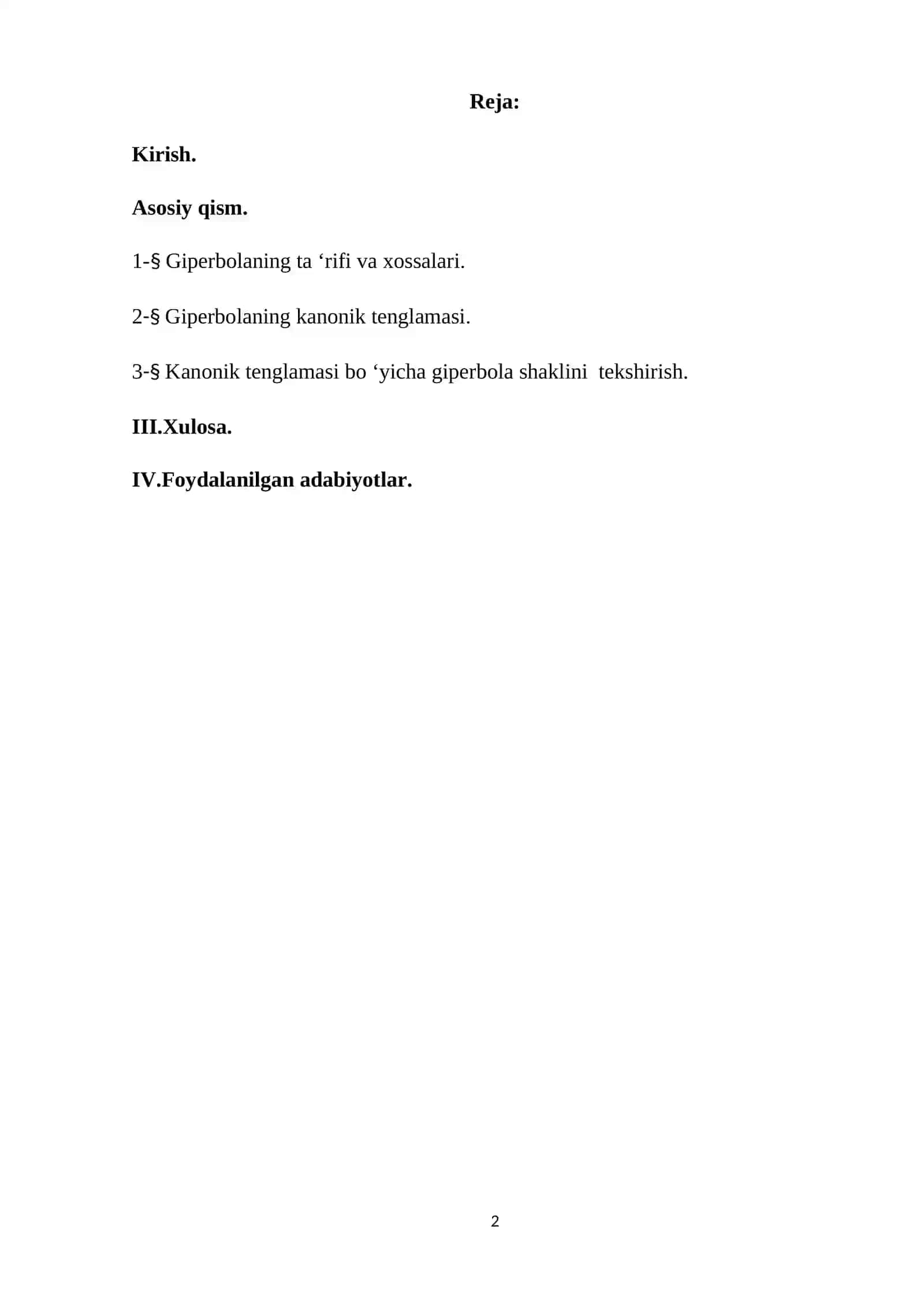 GIPERBOLA VA UNING KANONIK TENGLAMASI, XOSSALARI 2