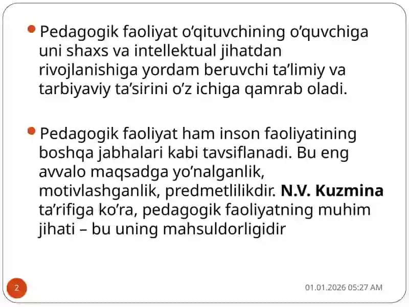 Pedagogik faoliyatning psixologik asoslari 2