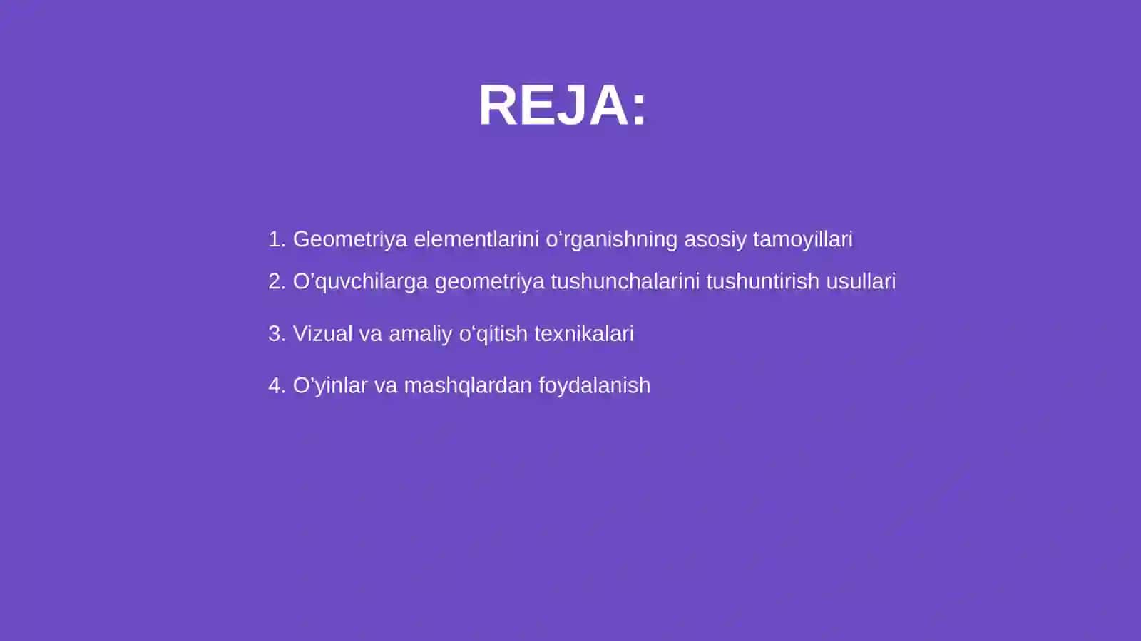 Geometriya elementlarini oʻrgatish metodikasi 2