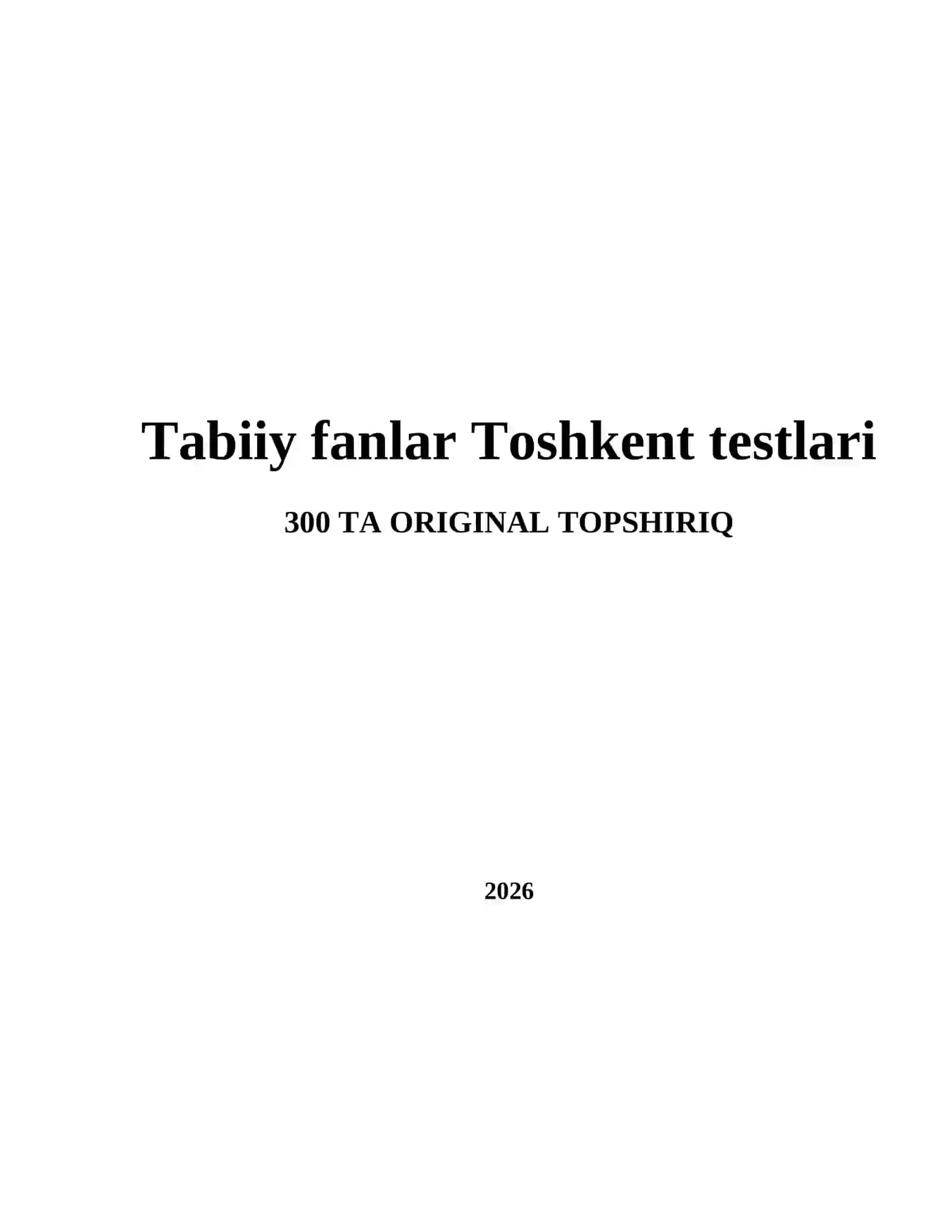 Tabiiy fanlar Toshkent testlari 2