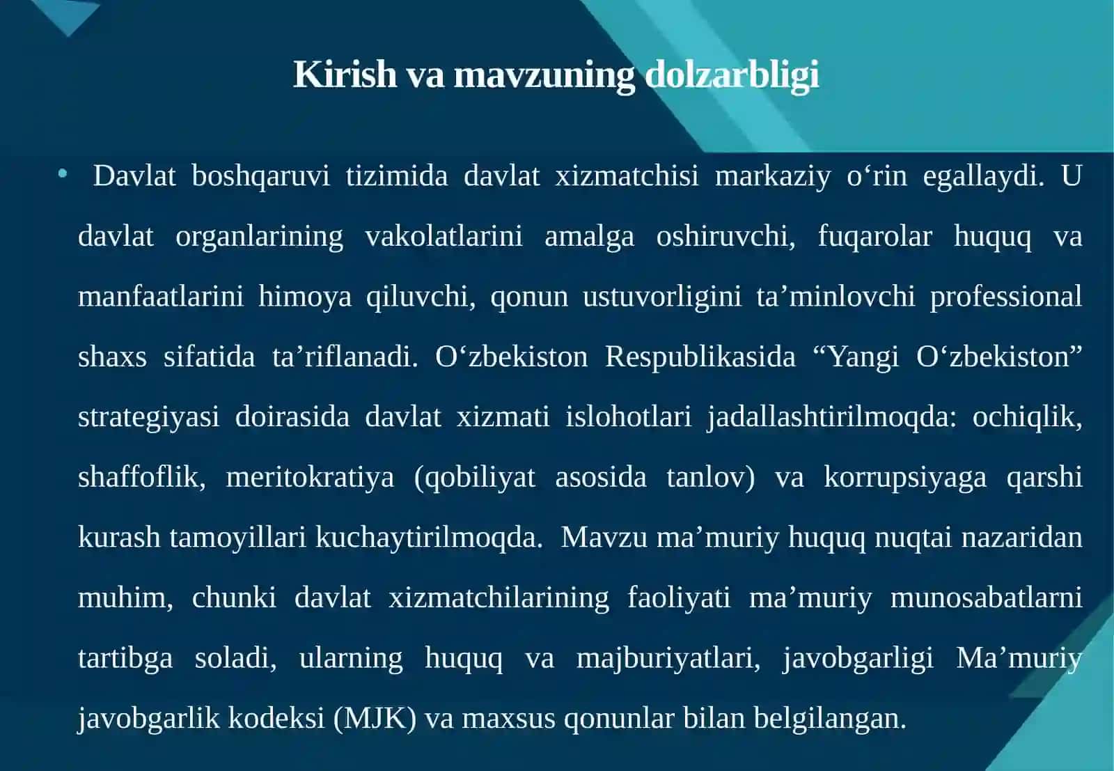 DAVLAT BOSHQARUVIDA DAVLAT XIZMATCHISI 2