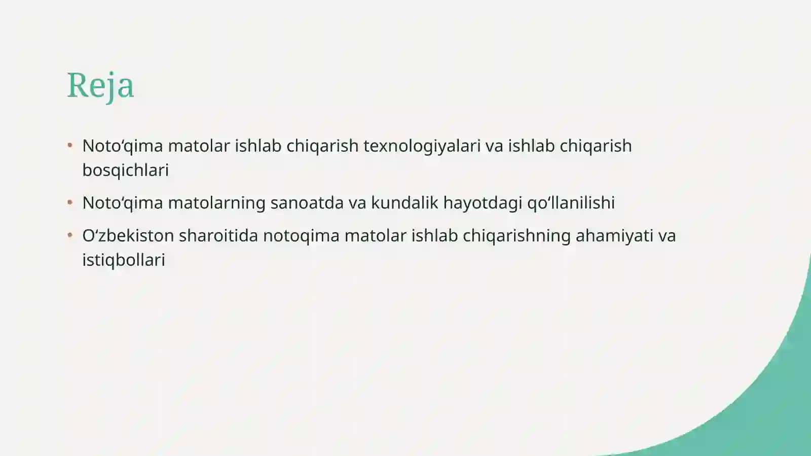 Noto‘qima matolar ishlab chiqarish 2