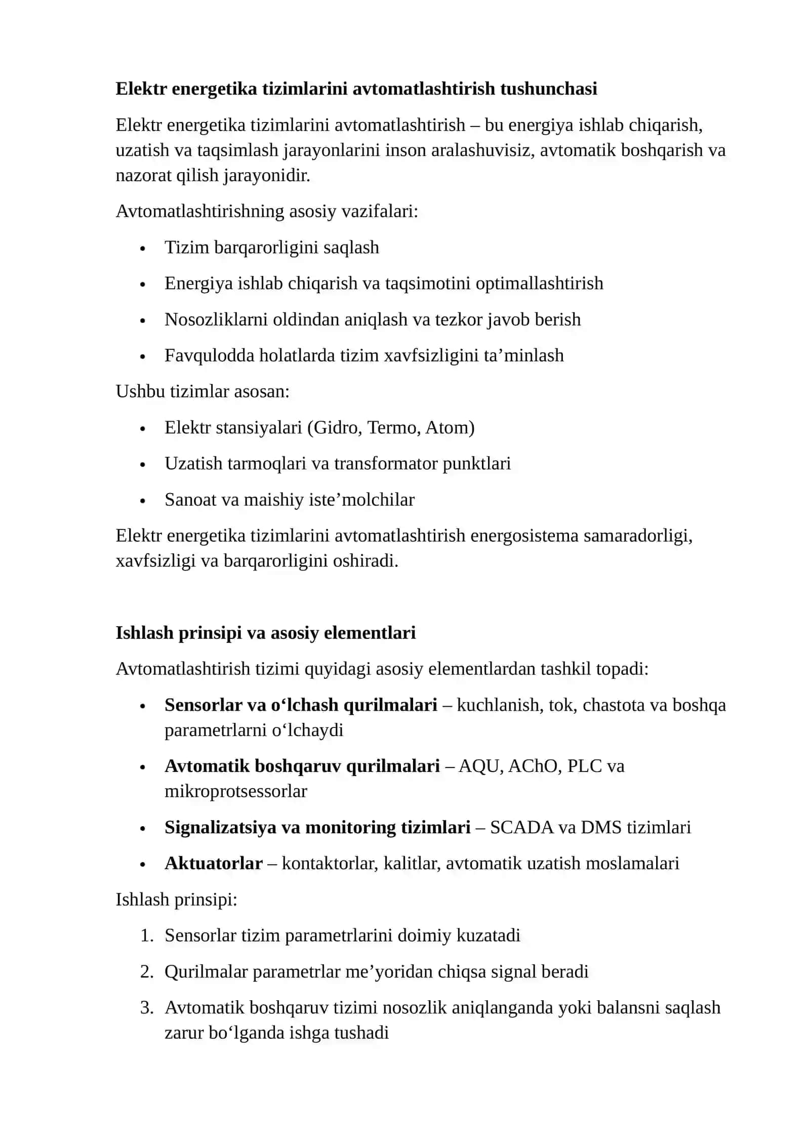 Elektr energetika tizimlarini avtomatlashtirish 2