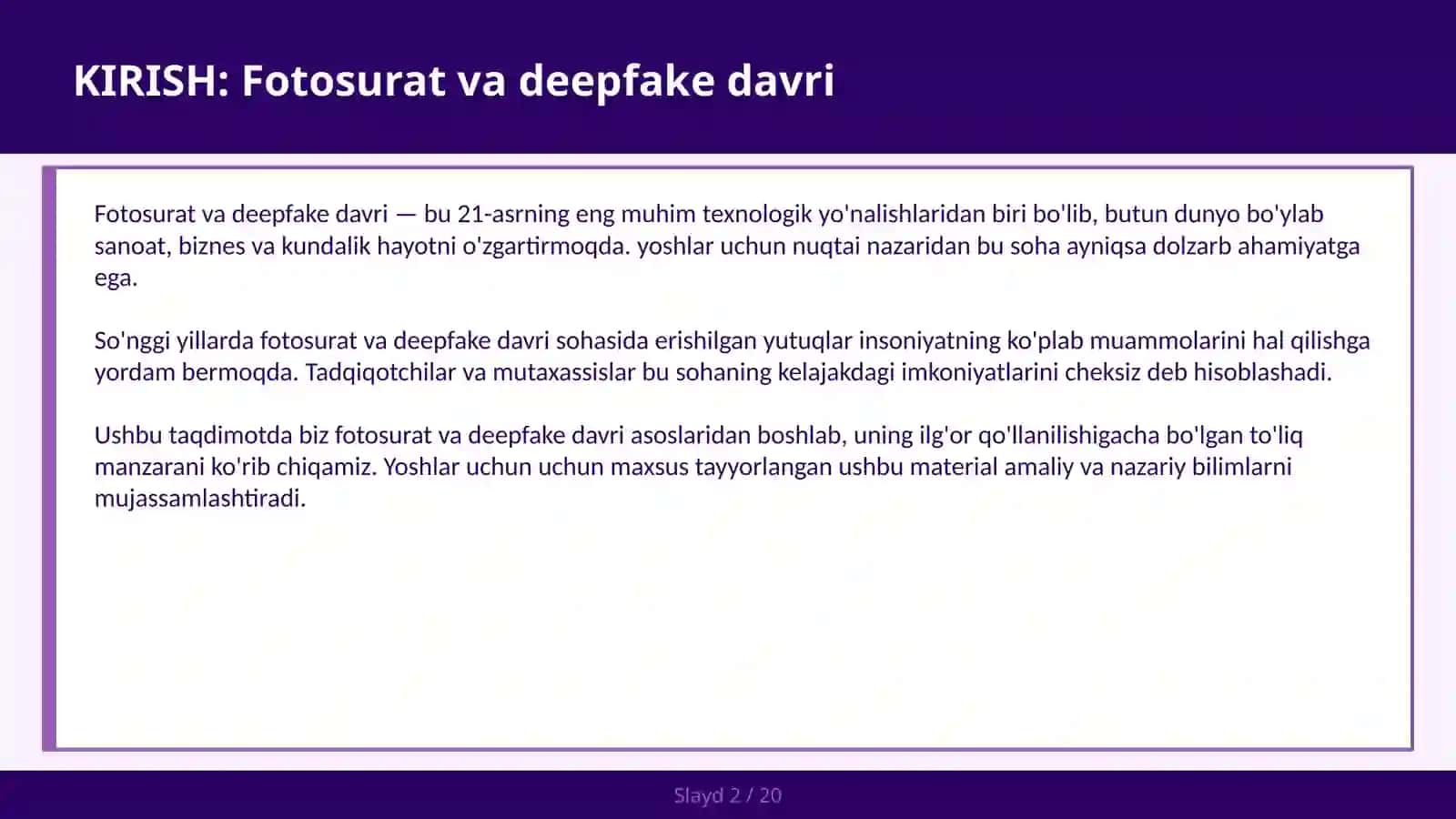 FOTOSURAT VA DEEPFAKE DAVRI 2