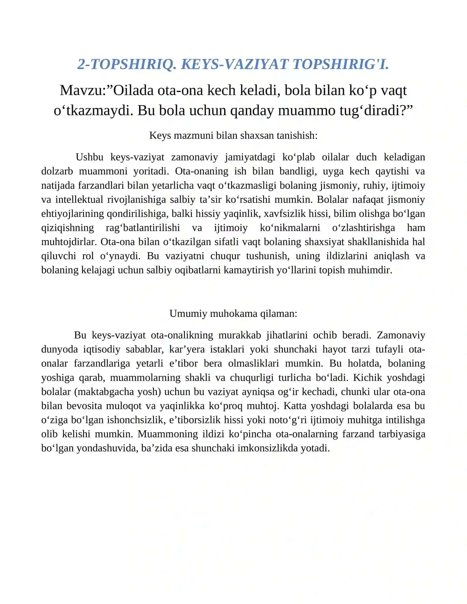 Oilada ota-ona kech keladi 2
