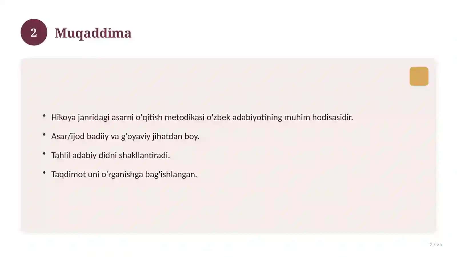 Hikoya janridagi asarni o'qitish metodikasi 2