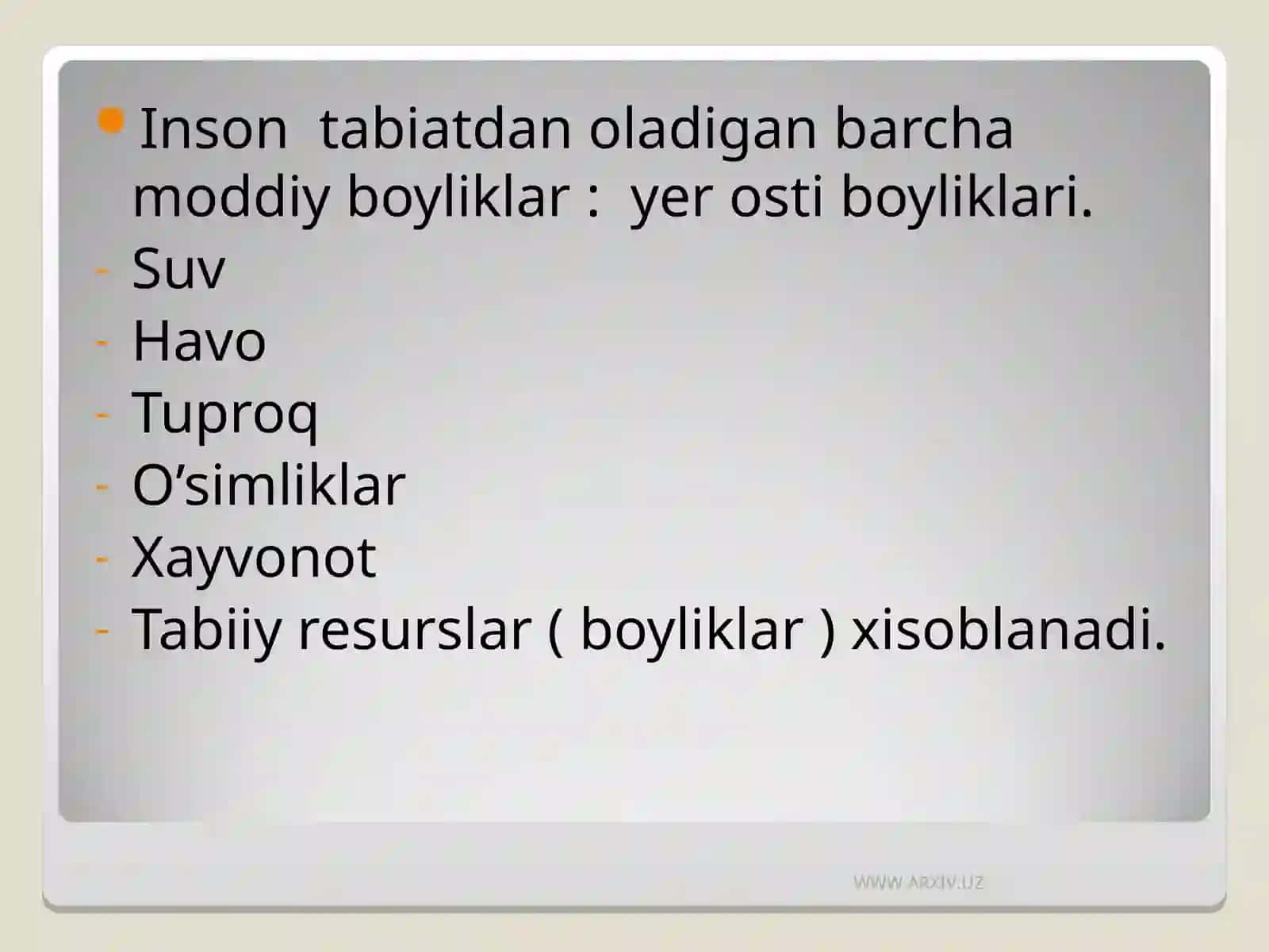 O’zbekistonning tabiiy boyliklari va ularni muhofaza qilish 2