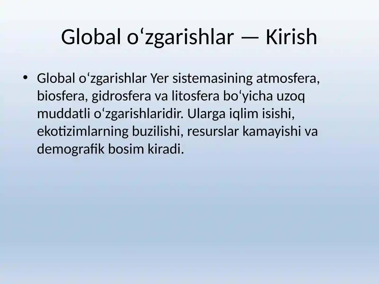 Global ozgarishlar 2