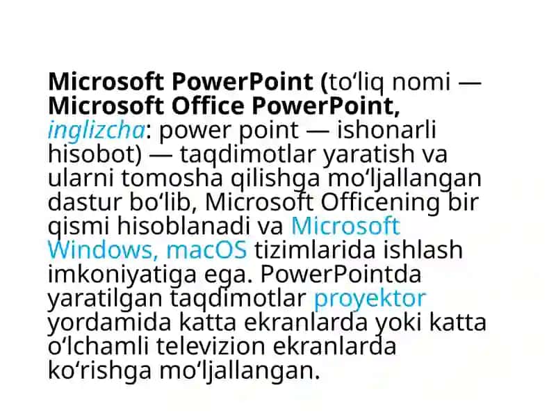 PowerPoint:taqdimotlar dizayni va animatsiya 2