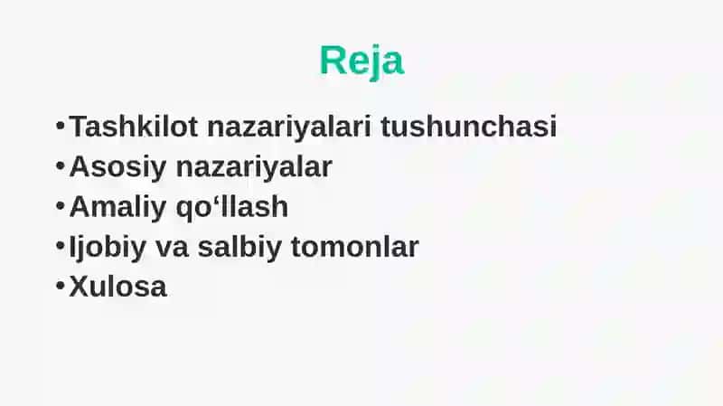 Tashkilot nazariyasi 2