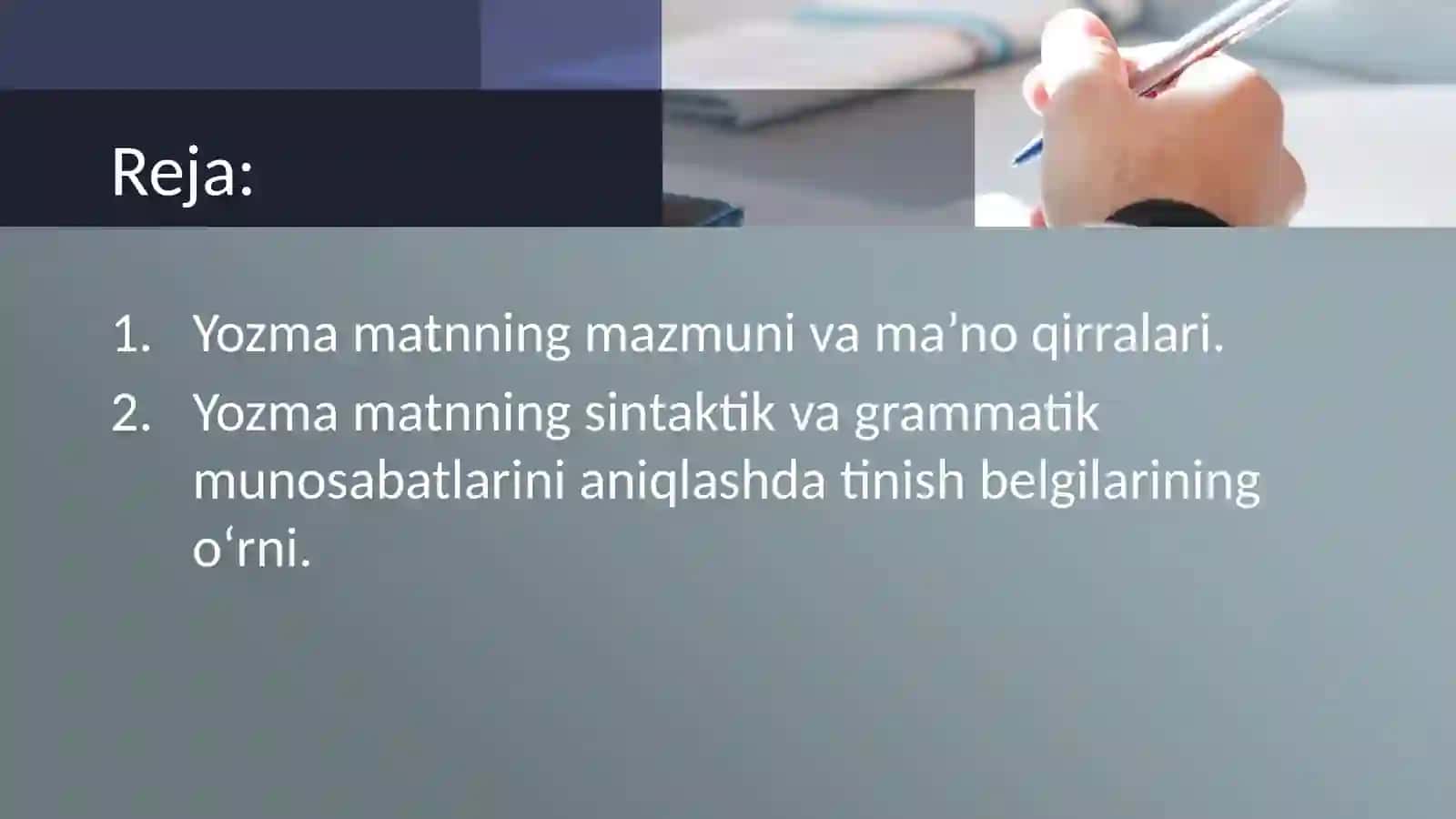 Yozma nutq va punktuatsiya. 2