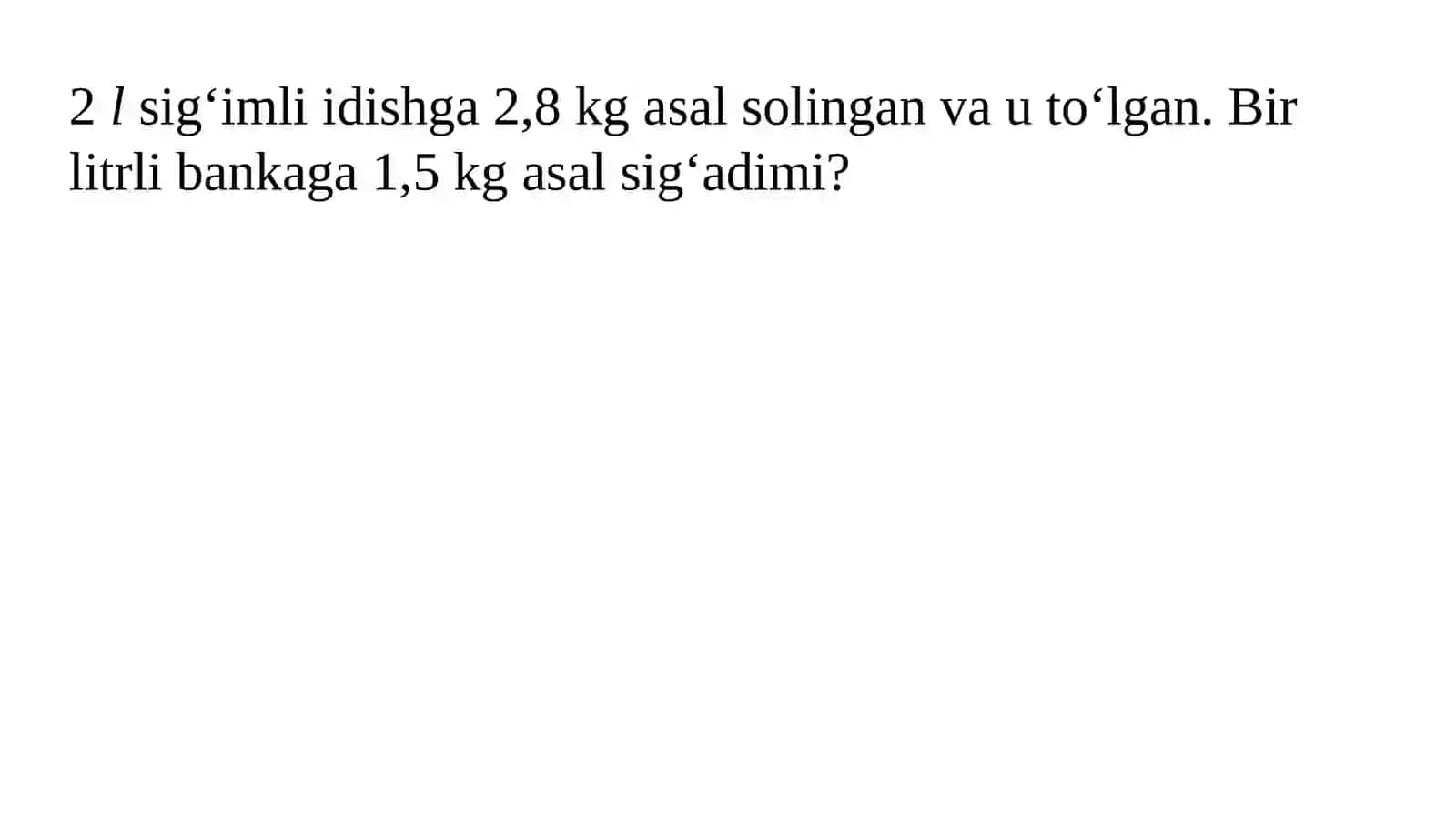 Masalalar yechish 2
