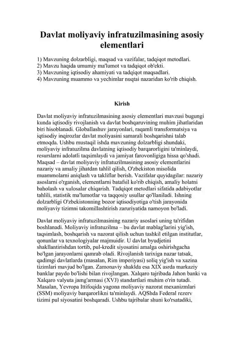 Davlat Moliyaviy Infratuzilmasining asosiy elementlari 2