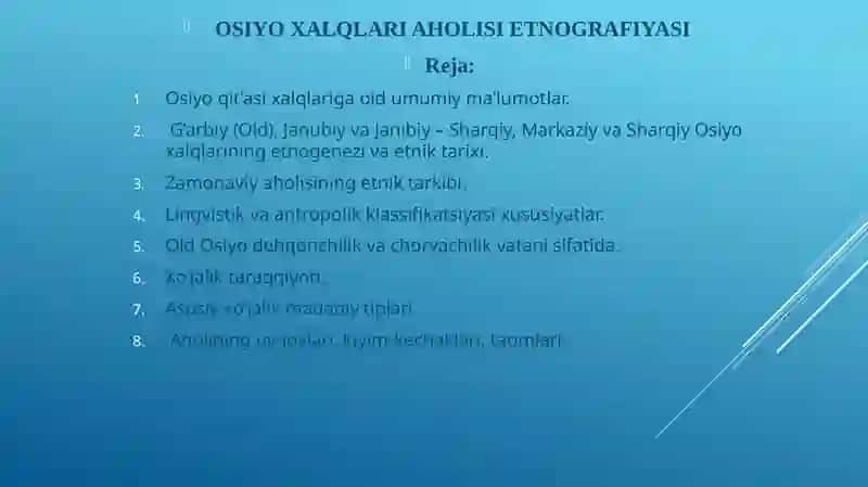 OSIYO XALQLARIAHOLISI ETNOGRAFIYASI 2