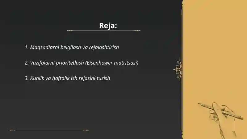 Maqsadlarni belgilash va rejalashtirish 2