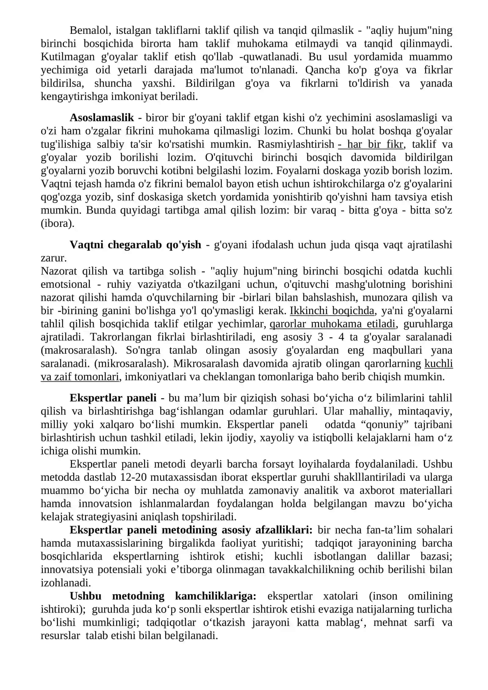 AQLIY HUJUM, EKSPERTLAR PANELI METODLARI 2