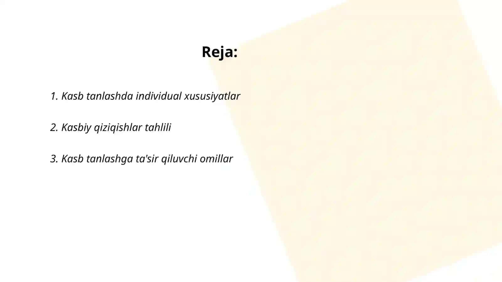 Kasbga yo'naltirish diagnostik metodikasi 2