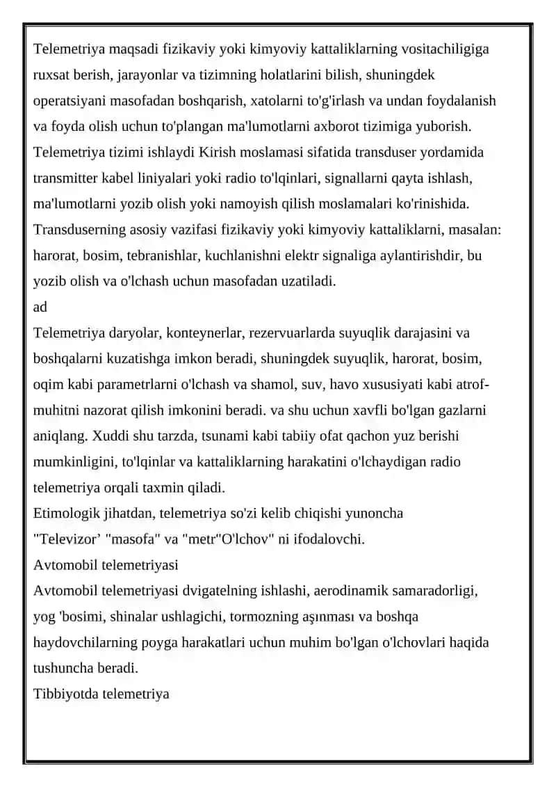 Telemetriya Tizimining Namunalari 2