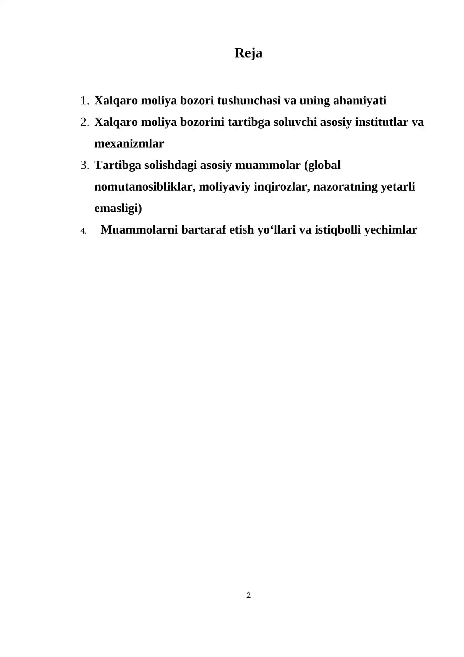 Xalqaro moliya bozorini tartibga solishdagi muammolar 2