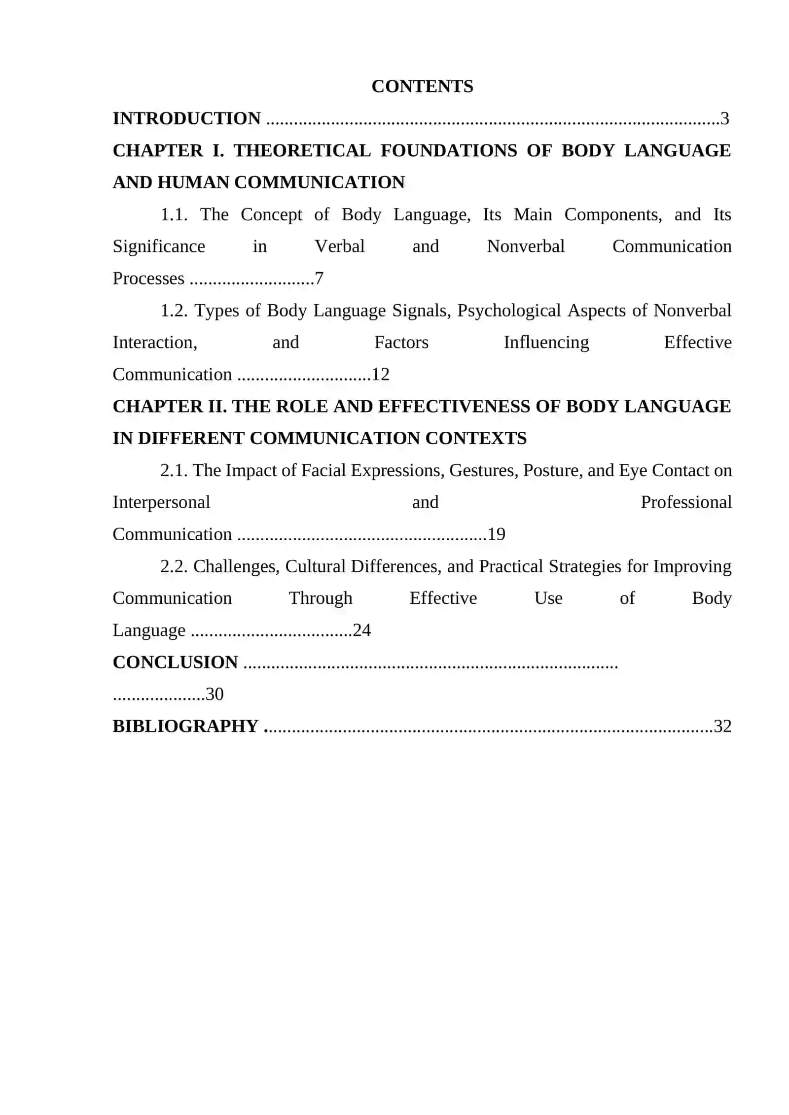 Course Paper on The Impact of Body Language on Communication 2