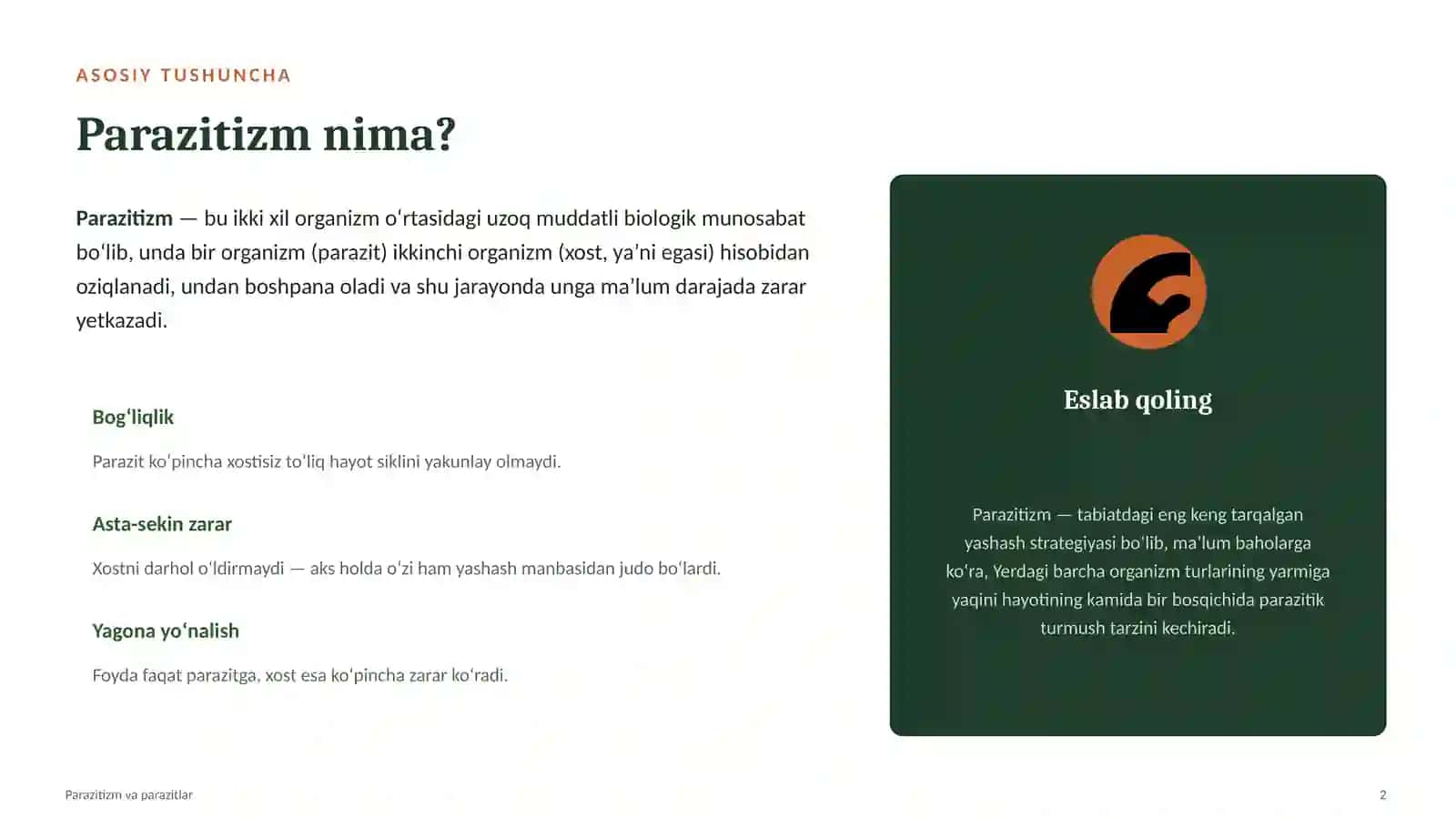 Parazitizm va parazitlar haqida tushunchalar 2