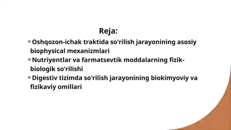 Oshqozon-ichak traktida so'rilishning biofizikaviy mexanizmlari 2