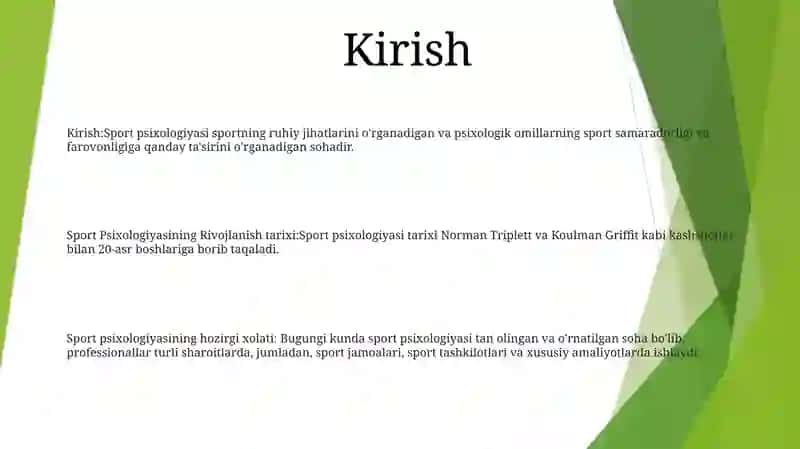 Sport Psixologiyasining Rivojlanish Tarixi 2