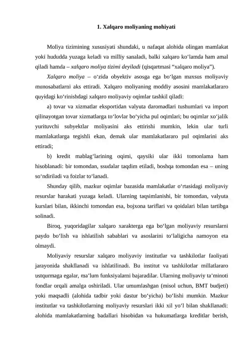 Xalqaro moliya oqimlari 2