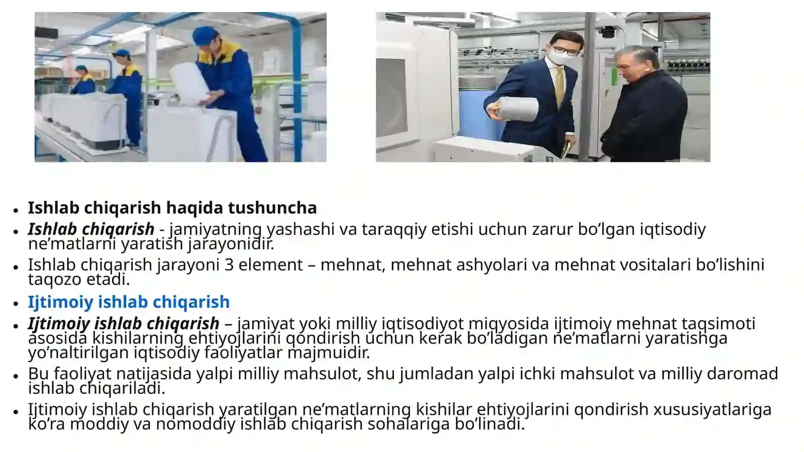 Ishlabchiqarishning iqtisodiy ahmiyati 2
