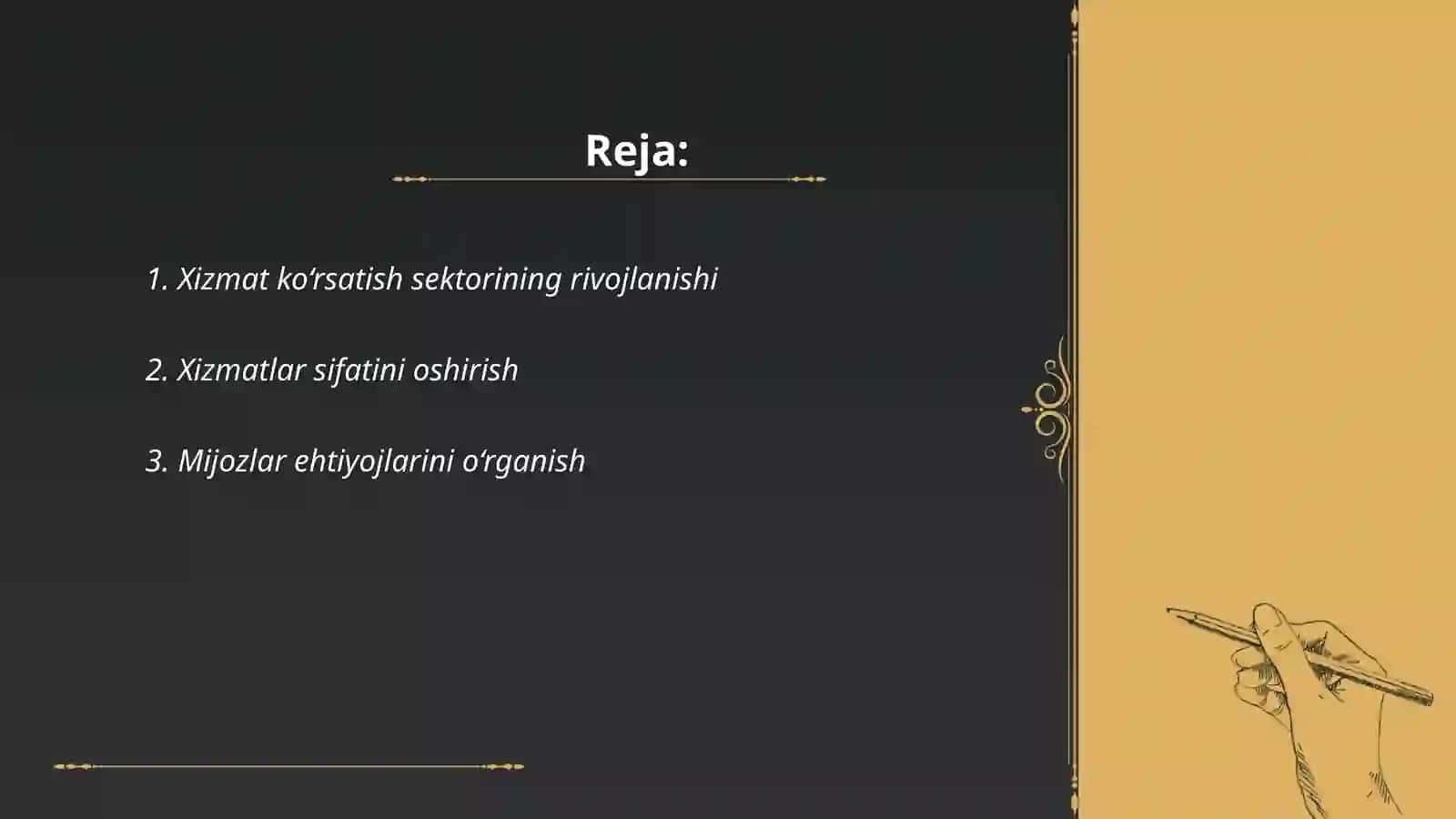 Xizmat ko‘rsatish sektorining rivojlanishi 2