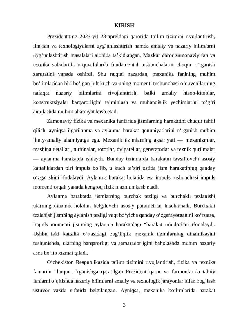BURCHAKLI TEZLANISH VA IMPULS O‘RTASIDAGI BOG‘LIQLIK 2