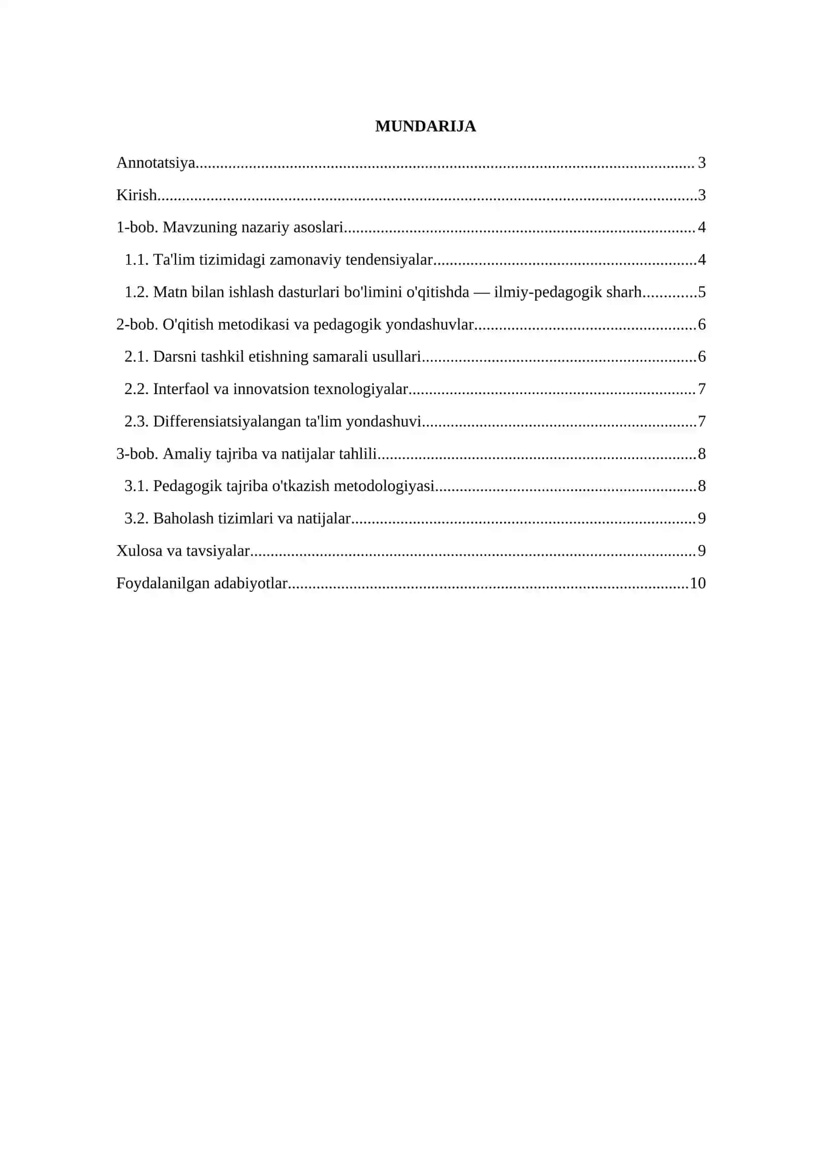MATN BILAN ISHLASH DASTURLARI BO'LIMINI O'QITISHDA INTERFAOL USULLAR 2