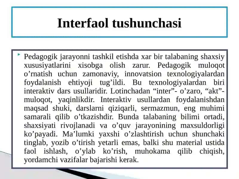 Interfaol metodlar va ularni qo‘llash mahorati 2