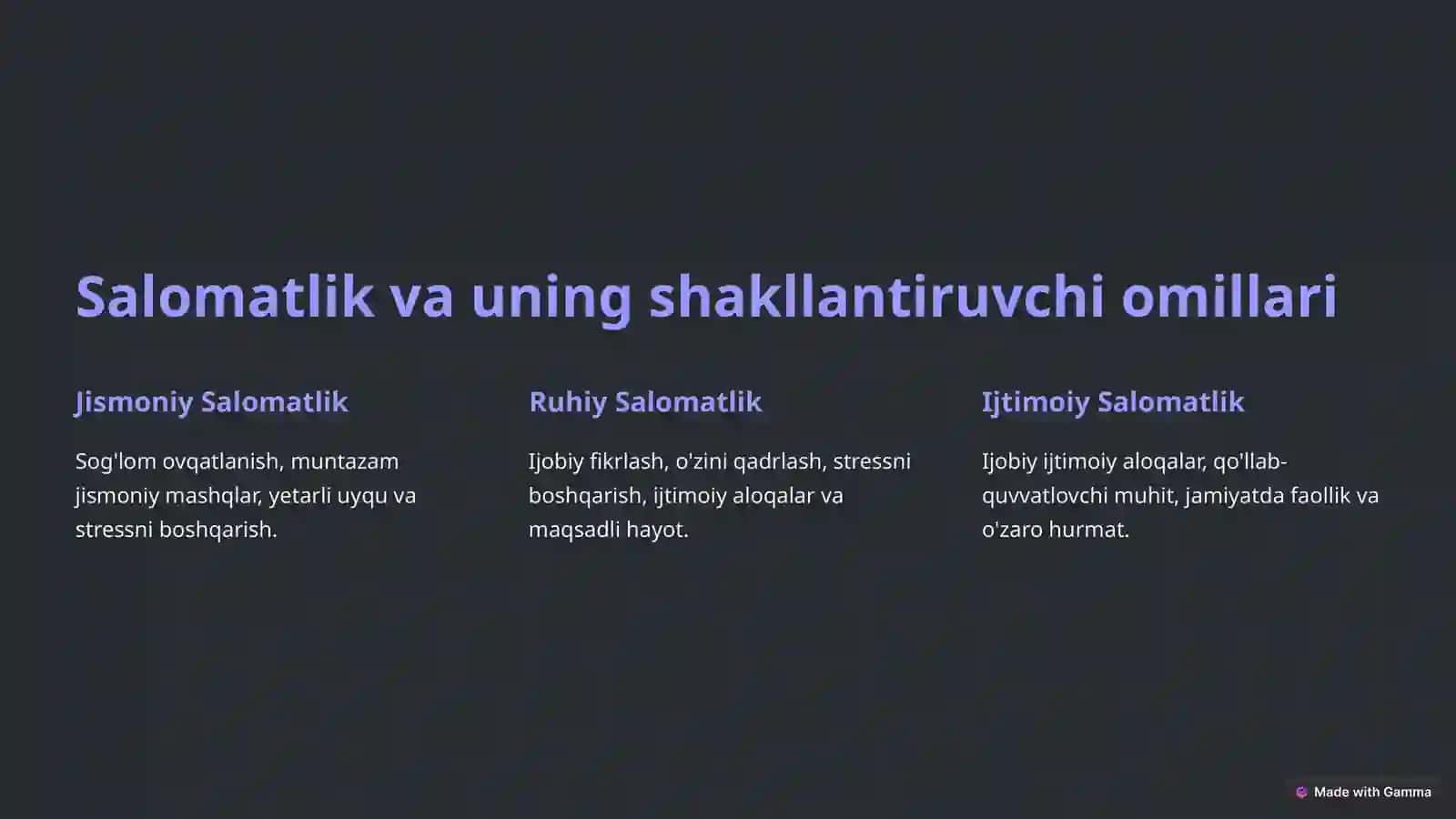 Sog'lom turmush tarzining asosiy tushunchalari 2