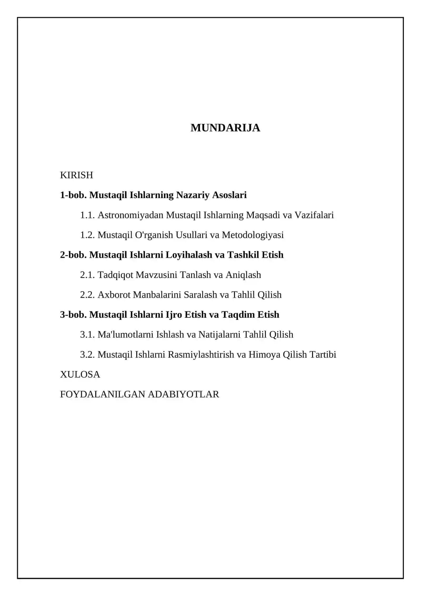 Astronomiyadan. mustaqil ishlarni tashkil etish 2