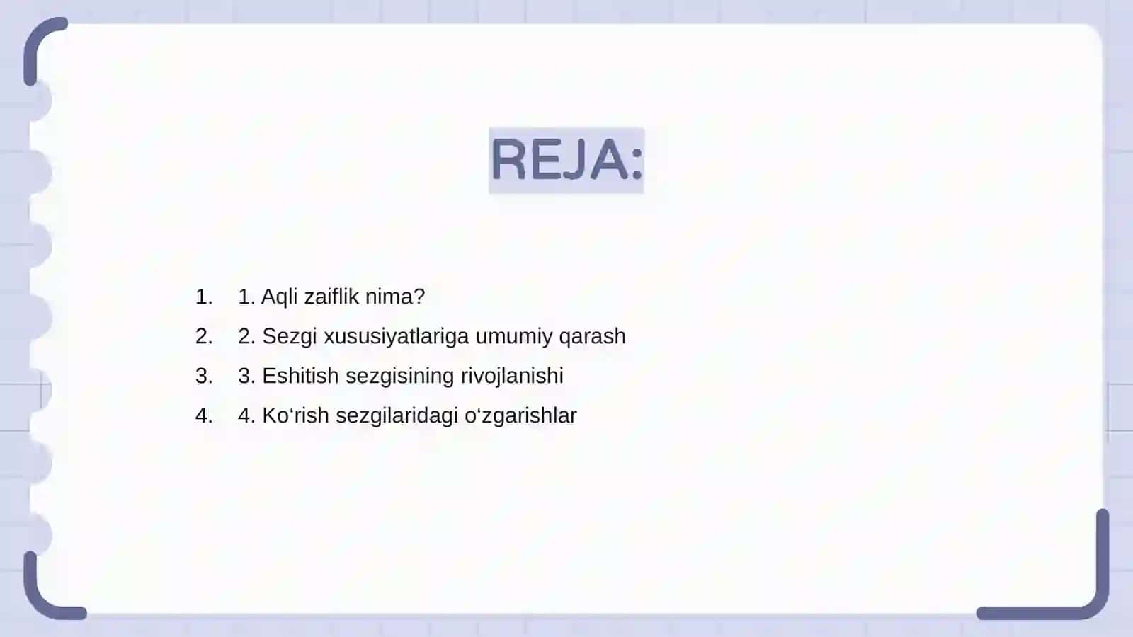 Aqli zaif o'quvchining sezgi xususiyatlari 2