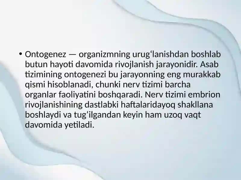 Asab tizimining ontogenezi 2